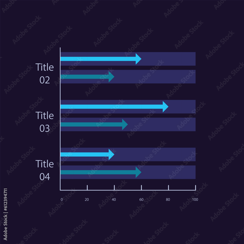 Clustered arrows infographic chart design template for dark theme ...