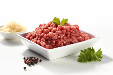 Raw Fresh Meat on white background.