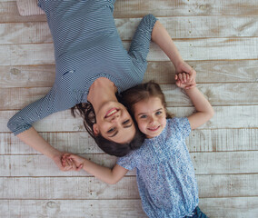 Wall Mural - Mom and daughter