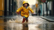Kid running on the rain Generative Ai