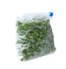 Wall Mural - Frozen green beans in a plastic bag , stocking up vegetables for winter storage.