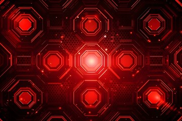 Wall Mural - Red abstract technology pattern background, ai generated