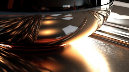 Canvas Print -  a close up of a shiny metal object on a table.  generative ai