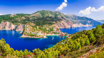 Wall Mural - Assos, Greece. Picturesque village nestled on the idyllic Cephalonia