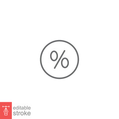 Poster - Percentage icon. Simple outline style. Percent, discount, buy, offer, label, shopping, business concept. Thin line symbol. Vector illustration isolated on white background. Editable stroke EPS 10.