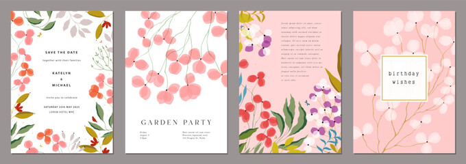 Wall Mural - universal art templates with floral elements. for poster, birthday, wedding and party invitation, gr