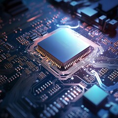 Aufkleber - Technology background Microprocessor chipset central processor unit Cyber and futuristic concept, hardware, AI, electronics