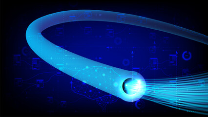 Poster - fiber optic cable technology vector design of internet, network, speed data connection and telecommu