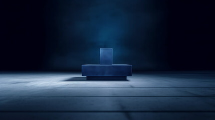 Minimal scene podium blue. Modern Blue Showcase. AI Generative.