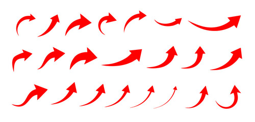 Wall Mural - Flat style curved arrow icon collection isolated. different kinds of arrow symbol indicator. for your apps, websites and UI or UX design & projects.
