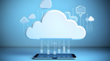 Cloud data storage, data transfer concept. AI generated