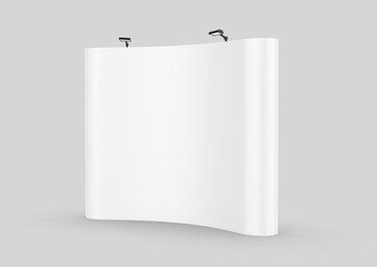 Wall Mural - Exhibition Tension Fabric Display Banner Stand Backdrop for trade show advertising stand with LED OR Halogen Light. 3d render illustration.	
