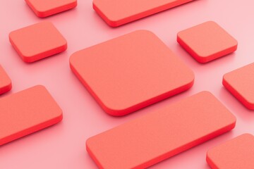 Poster - geometric cubes design red background. 3d render