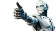 A robot extends its hand, mechanical fingers giving thumbs up, Generative AI