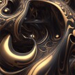 gold abstract background with gold, A swirling, intricate pattern of carbon atoms, rendered in a glossy, metallic sheen Generative AI