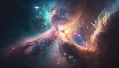 Wall Mural - Galaxies and nebula in space. backdrop of an abstract universe. Generative Ai.