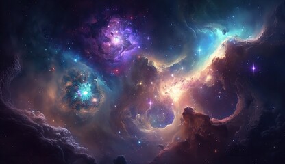 Wall Mural - Galaxies and nebula in space. backdrop of an abstract universe. Generative Ai.