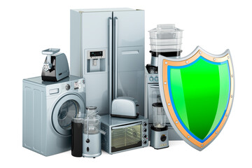 Poster - Kitchen and home appliance with shield, 3D rendering