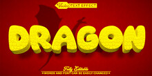 Cartoon Yellow Dragon Vector Editable Text Effect Template