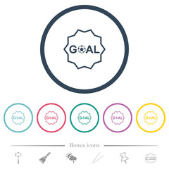 Wall Mural - Goal sticker outline flat color icons in round outlines