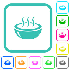 Sticker - Glossy steaming bowl vivid colored flat icons