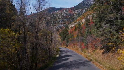 Canvas Print - Stunning and colorful drone footage of the Alpine Loop in Utah during the fall