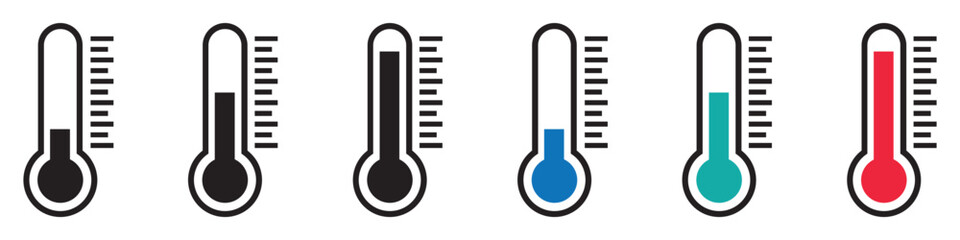 Wall Mural - set of temperature icons. vector thermometer showing the temperature. thermometer symbols, temperatu