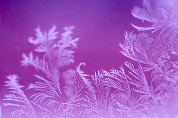 Wall Mural - 3d rendered illustration of snow frost on windows isolated on a purple background