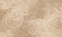  A Beige Background With Swirls And Waves In The Middle Of It, With A Light Brown Background And A Light Brown Background With A Light Brown Border.  Generative Ai
