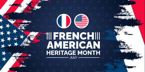 French American Heritage Month background, banner, wallpaper, poster and card design template celebrated in july. French American Heritage Month modern standard color and unique shape design.