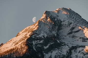 Wall Mural - Beautiful view of a huge mountain during sunset