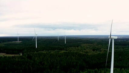 Poster - Aerial view of Wind Turbines in greenery