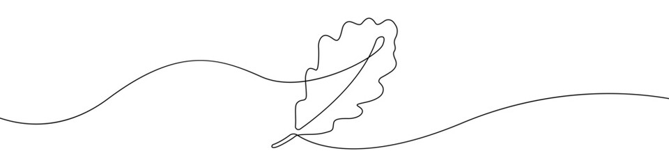 Wall Mural - Leaf sign line continuous drawing vector. One line a Leaf icon vector background. A Leaf icon. Continuous outline of a Leaf.