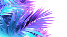Neon Colored Palm Fronds Isolated On White Background. Generative AI