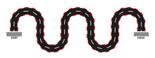 Rally Races Line Track Or Road Marking. Start And Finish Concept. Moto Race. Lane, Gp, Track With Start, Finish Line And Borders. Car Or Karting Road Racing Background. Top View. Vector Illustration