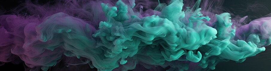 Wall Mural - green and purple smoke on a dark black wallpaper Generative AI