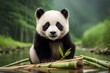 giant panda eating bamboo , Generative Ai technology