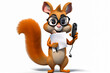 Captivating squirrel mascot as a journalist with microphone and notepad, evoking emotions and storytelling on a clean white background. Perfect for engaging marketing visuals! Generative AI