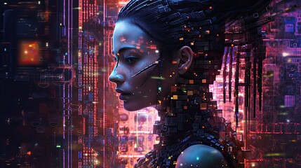 portrait of cyberpunk hacker