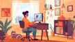 © PandaStockArt - E-learning at home, with a dedicated study area and online resources. AI generated