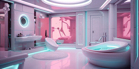 futuristic luxury bathroom interior, generative ai