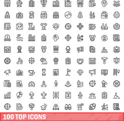 Poster - 100 top icons set. outline illustration of 100 top icons vector set isolated on white background