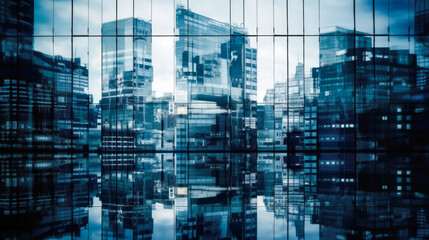 modern buildings hologram. Real estate business and building technology concept Generative AI
