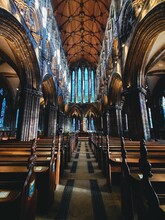 High Angle Shot Of The Interior Part Of The Glasgow Cathedral