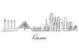 Fototapeta Nowy Jork - Continuous line drawing of the Kansas city skyline. Beautiful landmarks and travel destinations