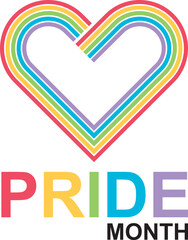 Wall Mural - LGBTQ community pride month poster design with rainbow stripeі in the shape of a heart