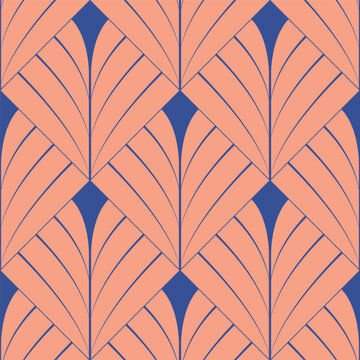 Editable and Seamless Art Deco Wallpaper Feather Pattern (Closeup)