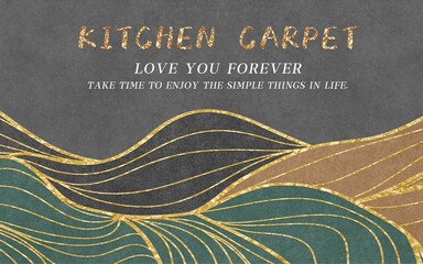 Kitchen carpet with landscapes and a motivational, positive quote