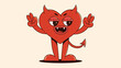 Cute devil heart character. Trendy retro groovy illustration. Vector art.