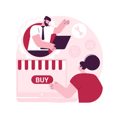 Poster - Custom service abstract concept vector illustration. Consumer making purchase, website live chat, user experience, retail ecommerce, online shopping, product and service abstract metaphor.